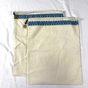 Set of 2 Tory Burch Dust Bags Logo Drawstring Shoe Storage Pouches Gift Designer